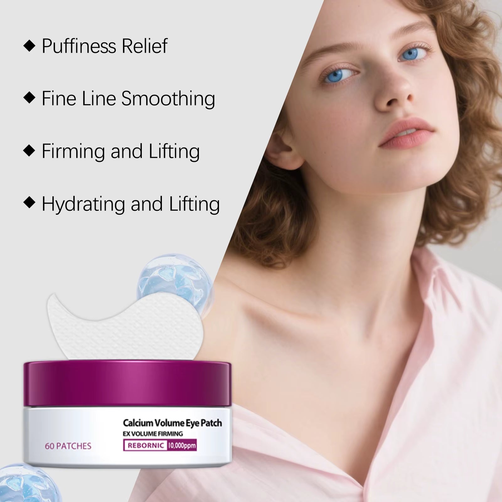 Calcium Volume Eye Patch Hydrating Smoothing Eye Treatment Anti-Puffiness Lifting Firming Eye Area Soft Smooth Eye Patch